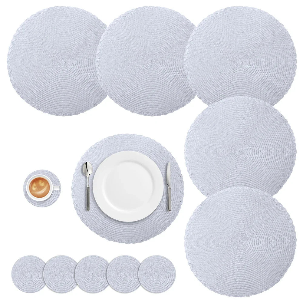 Conjunto de Placemats Trançados Redondos Decorelle