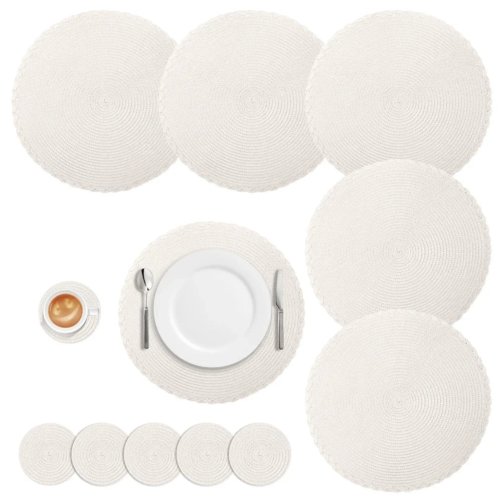 Conjunto de Placemats Trançados Redondos Decorelle
