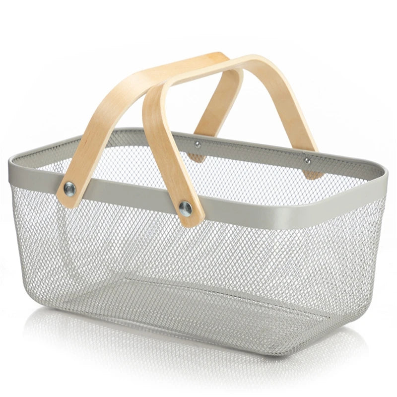 Cesta de Frutas em Malha de Metal com Alça Dupla Decorelle