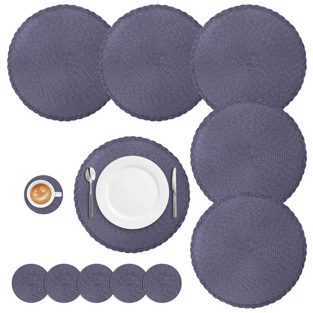 Conjunto de Placemats Trançados Redondos Decorelle