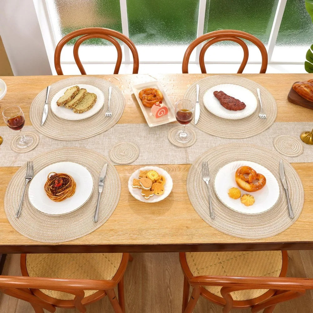 Conjunto de Placemats Trançados Redondos Decorelle