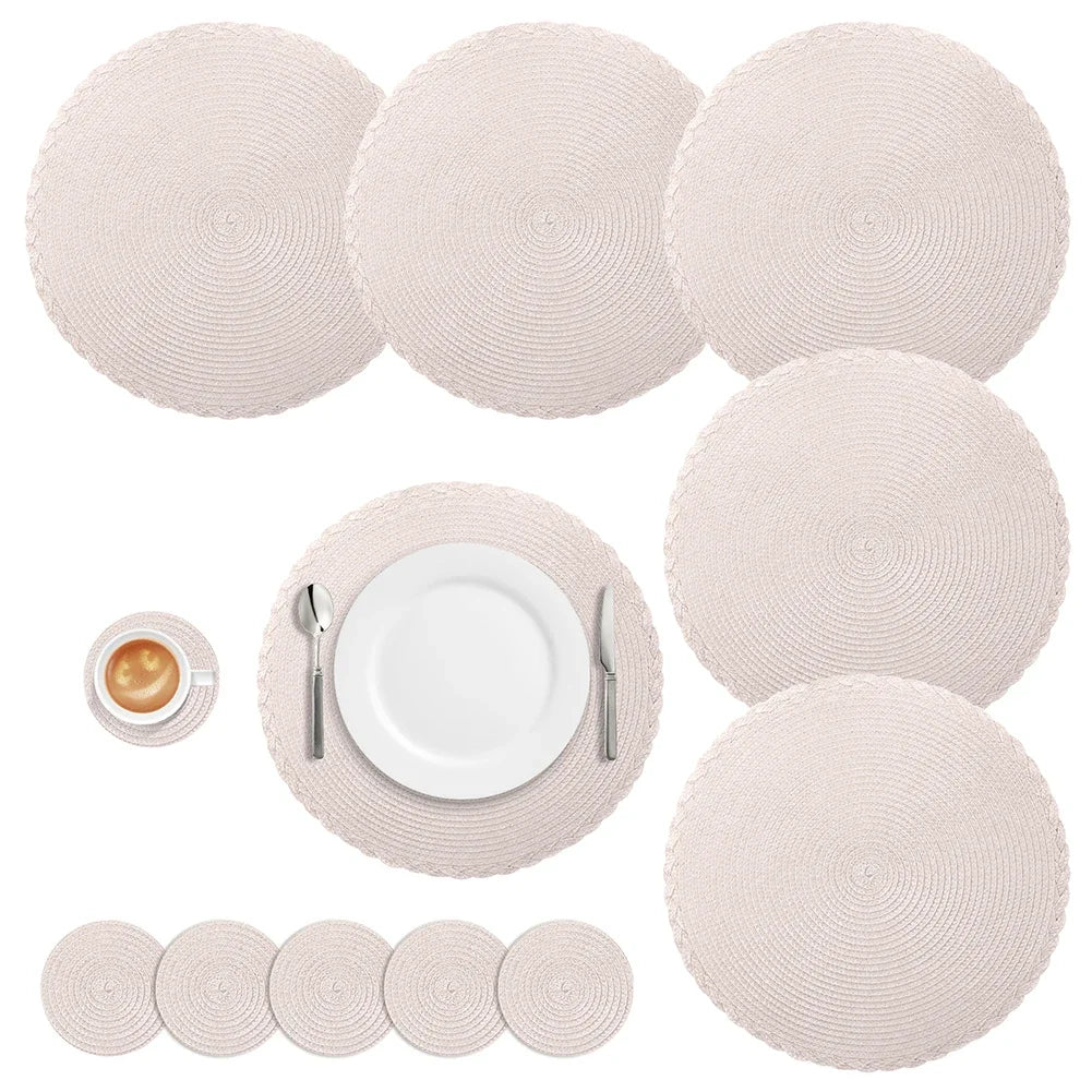 Conjunto de Placemats Trançados Redondos Decorelle
