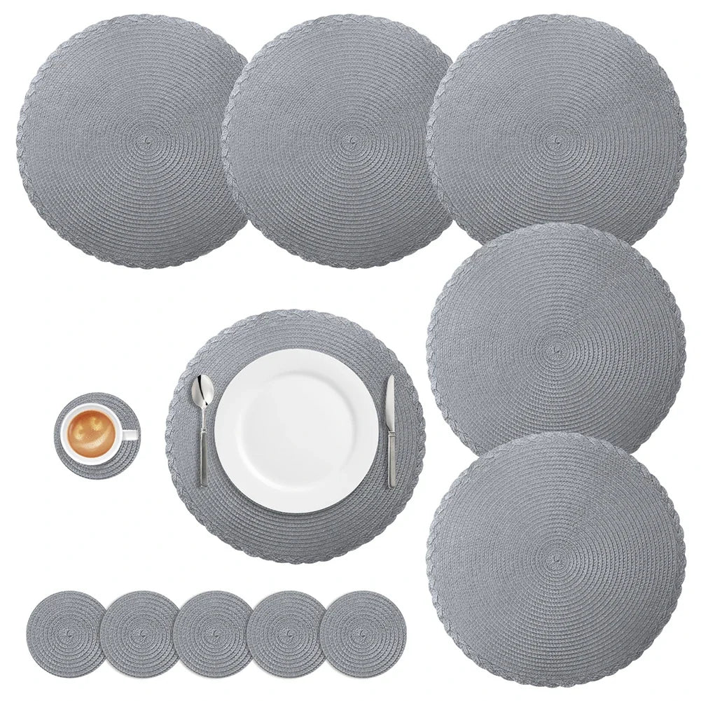 Conjunto de Placemats Trançados Redondos Decorelle
