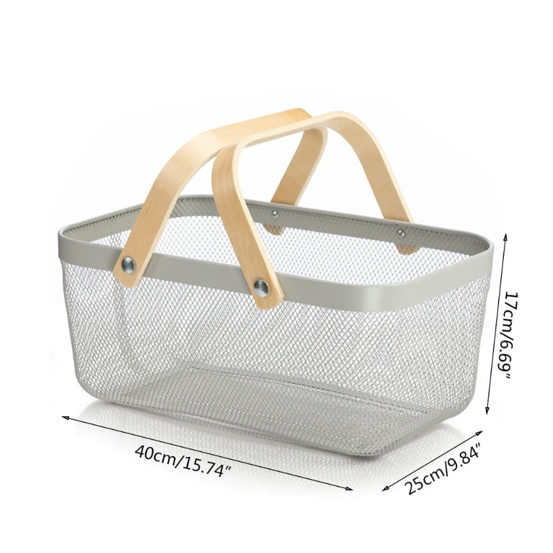 Cesta de Frutas em Malha de Metal com Alça Dupla Decorelle