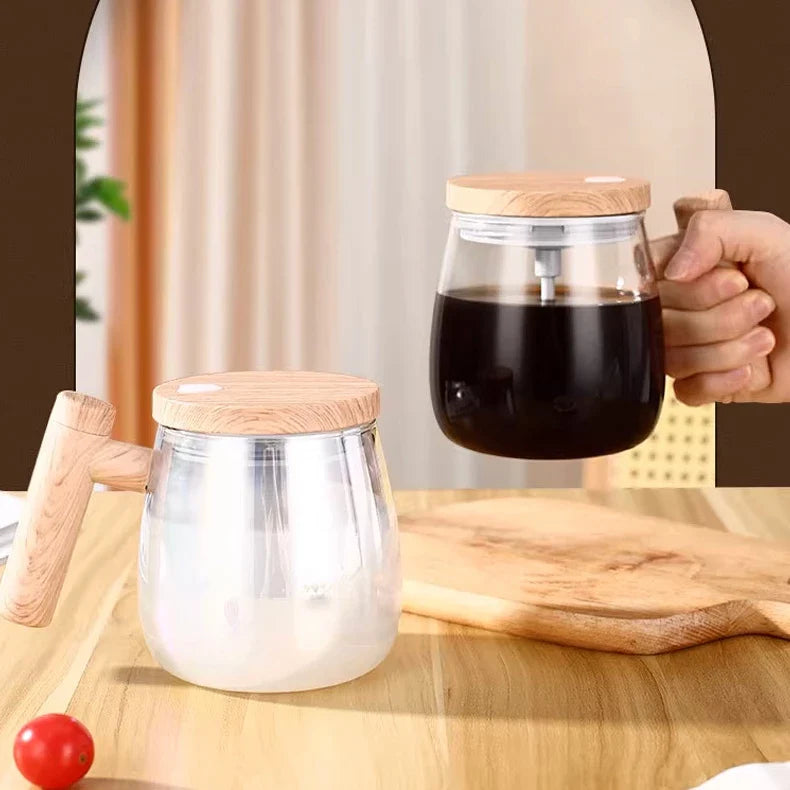 Caneca Elétrica de Mistura Automática Com Cabo De Madeira 400ml - Decorelle