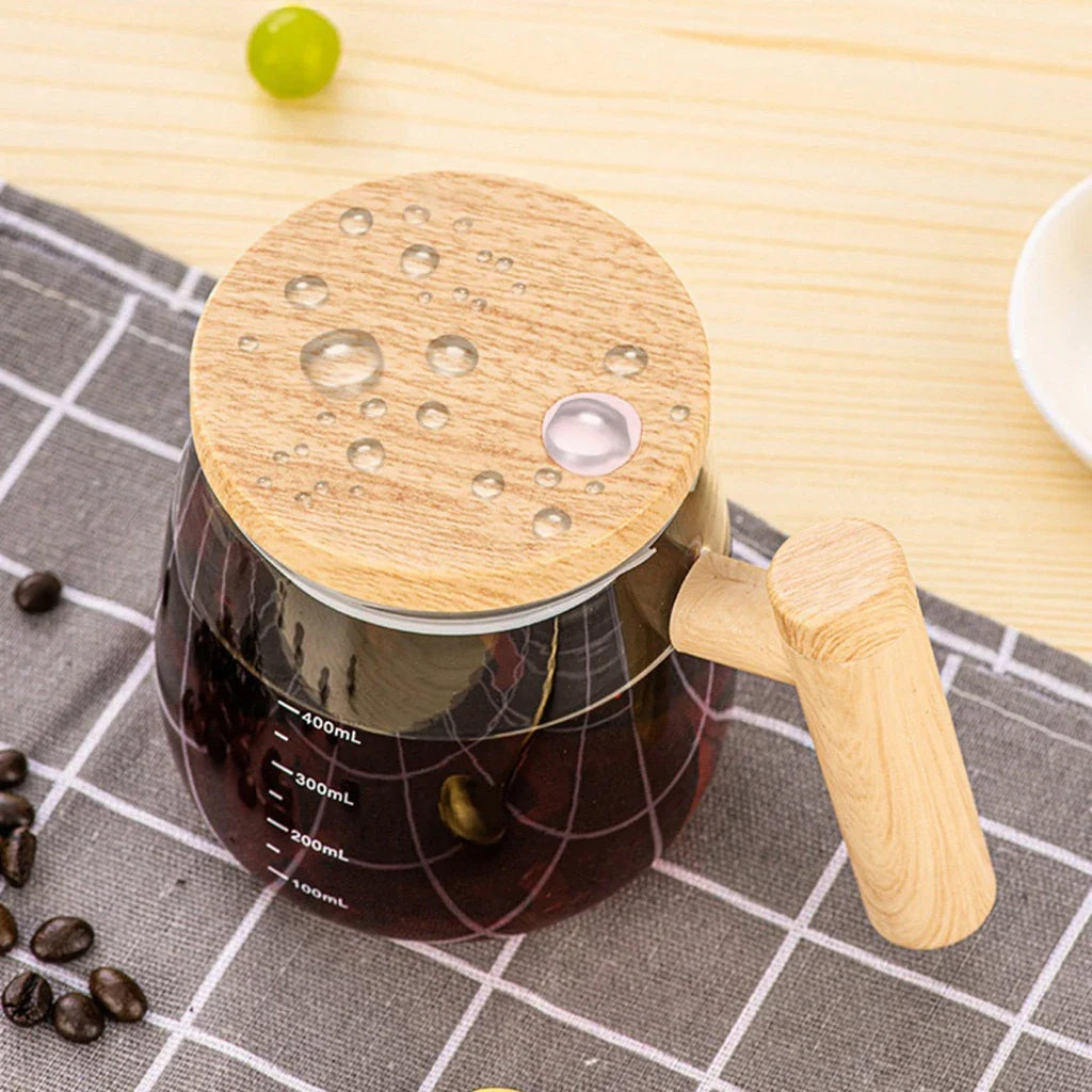 Caneca Elétrica de Mistura Automática Com Cabo De Madeira 400ml - Decorelle