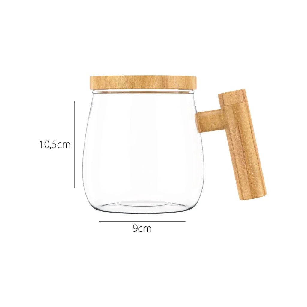 Caneca Elétrica de Mistura Automática Com Cabo De Madeira 400ml - Decorelle