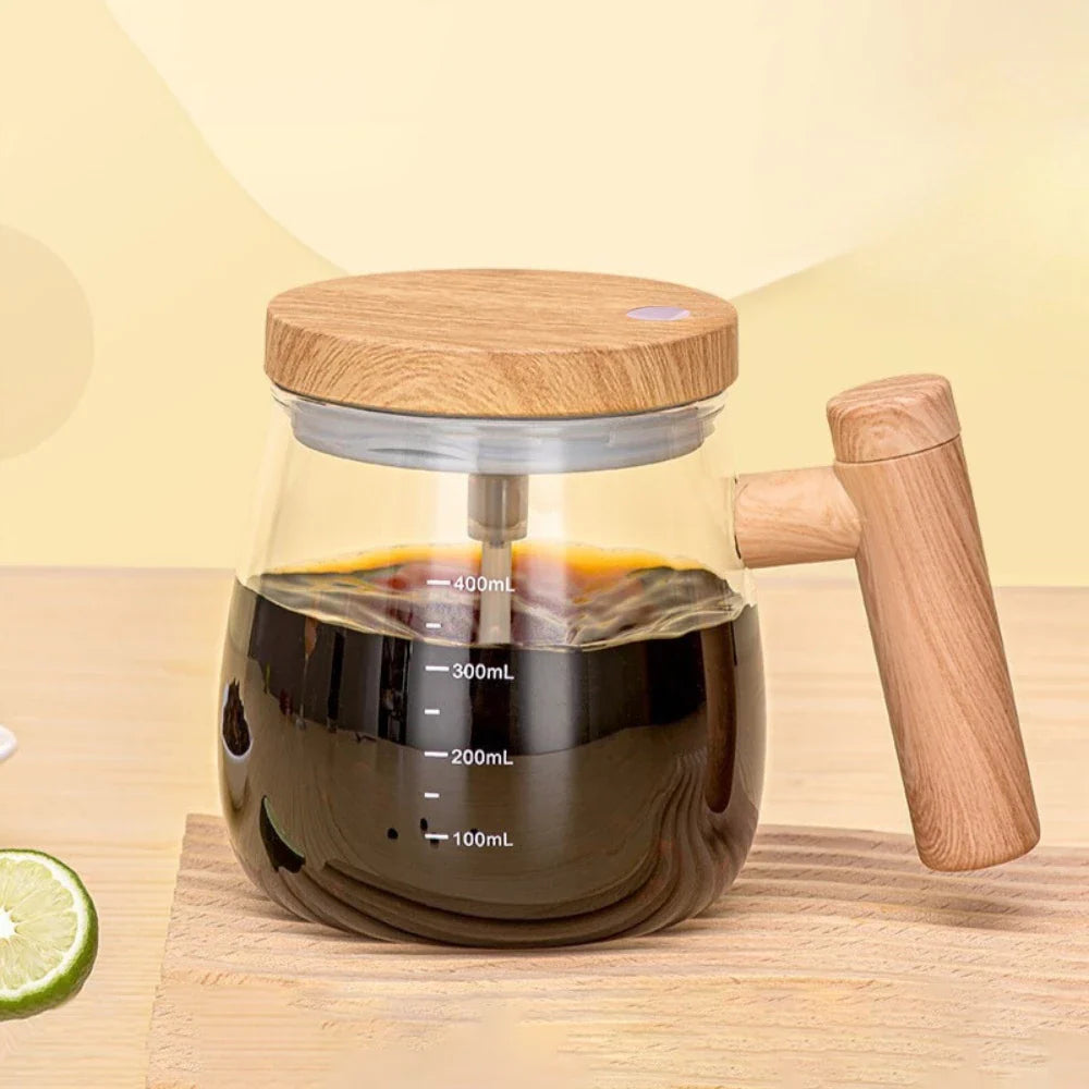 Caneca Elétrica de Mistura Automática Com Cabo De Madeira 400ml - Decorelle