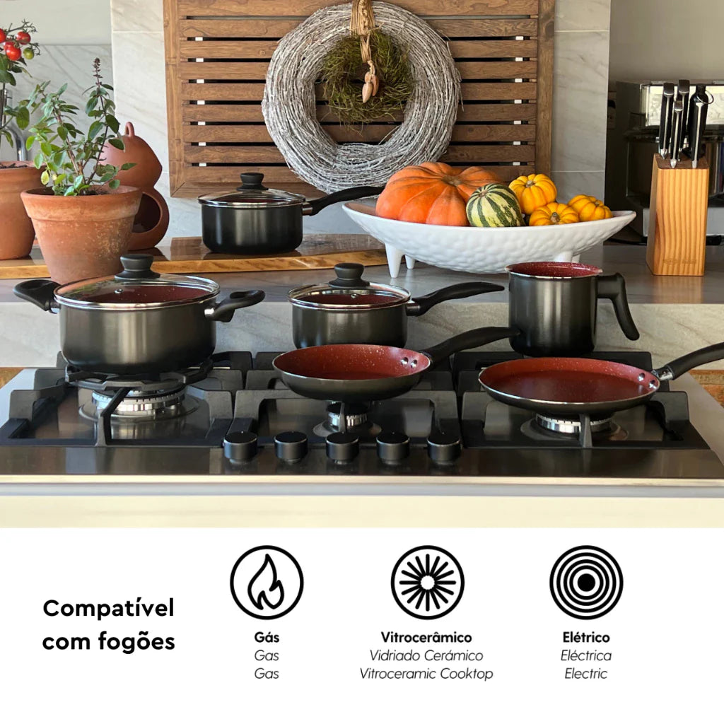Jogo de Panelas Brinox Ceramic Life Easy - 6 Peças Antiaderente Cerâmico - Decorelle