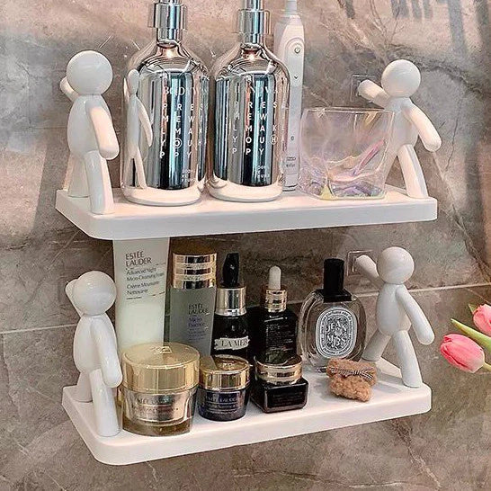 Kit 2 Suportes Organizador Cozinha Banheiro Plástico Com Adesivo - Decorelle