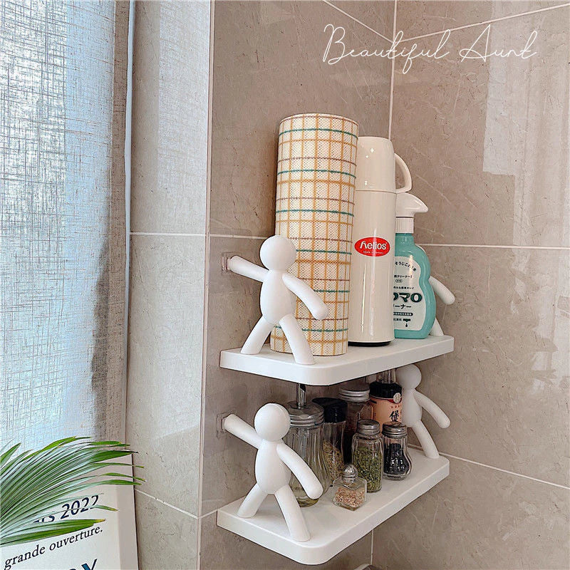 Kit 2 Suportes Organizador Cozinha Banheiro Plástico Com Adesivo - Decorelle