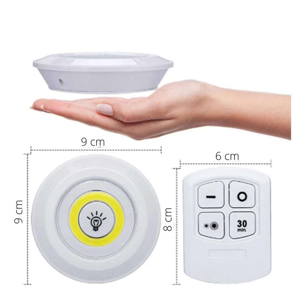 Kit 3 Lâmpadas LED Spot Sem Fio com Controle Remoto - Decorelle