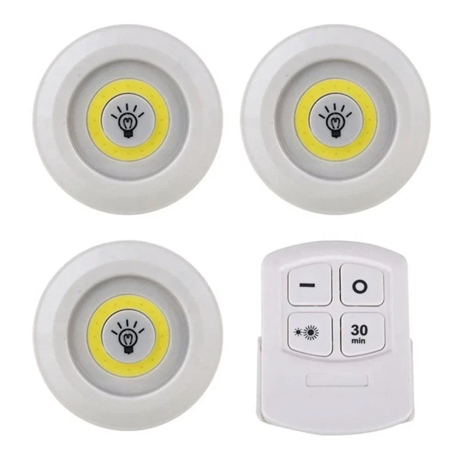 Kit 3 Lâmpadas LED Spot Sem Fio com Controle Remoto - Decorelle