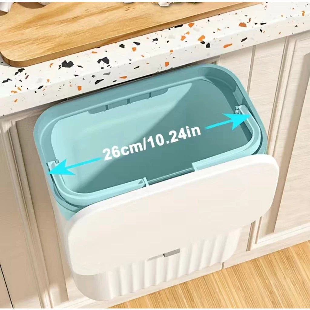 Lixeira Suspensa 9L com Tampa e Suporte – Para Cozinha e Banheiro - Decorelle