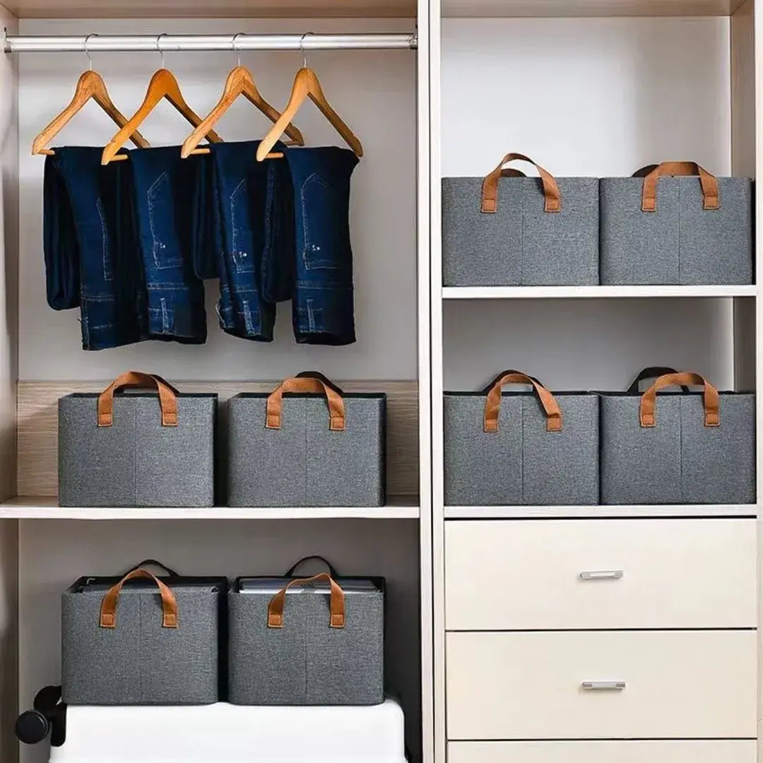 Kit com 3 Caixas Multiuso Organizadoras Dobráveis para Armários - Decorelle
