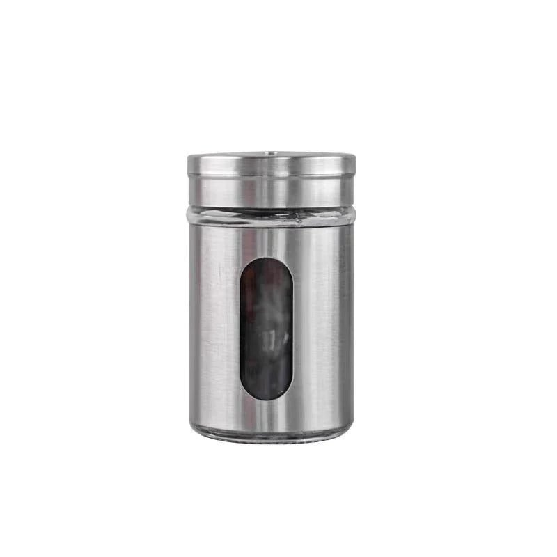 Kit 6 Porta Condimentos em Aço Inox e Vidro - Decorelle