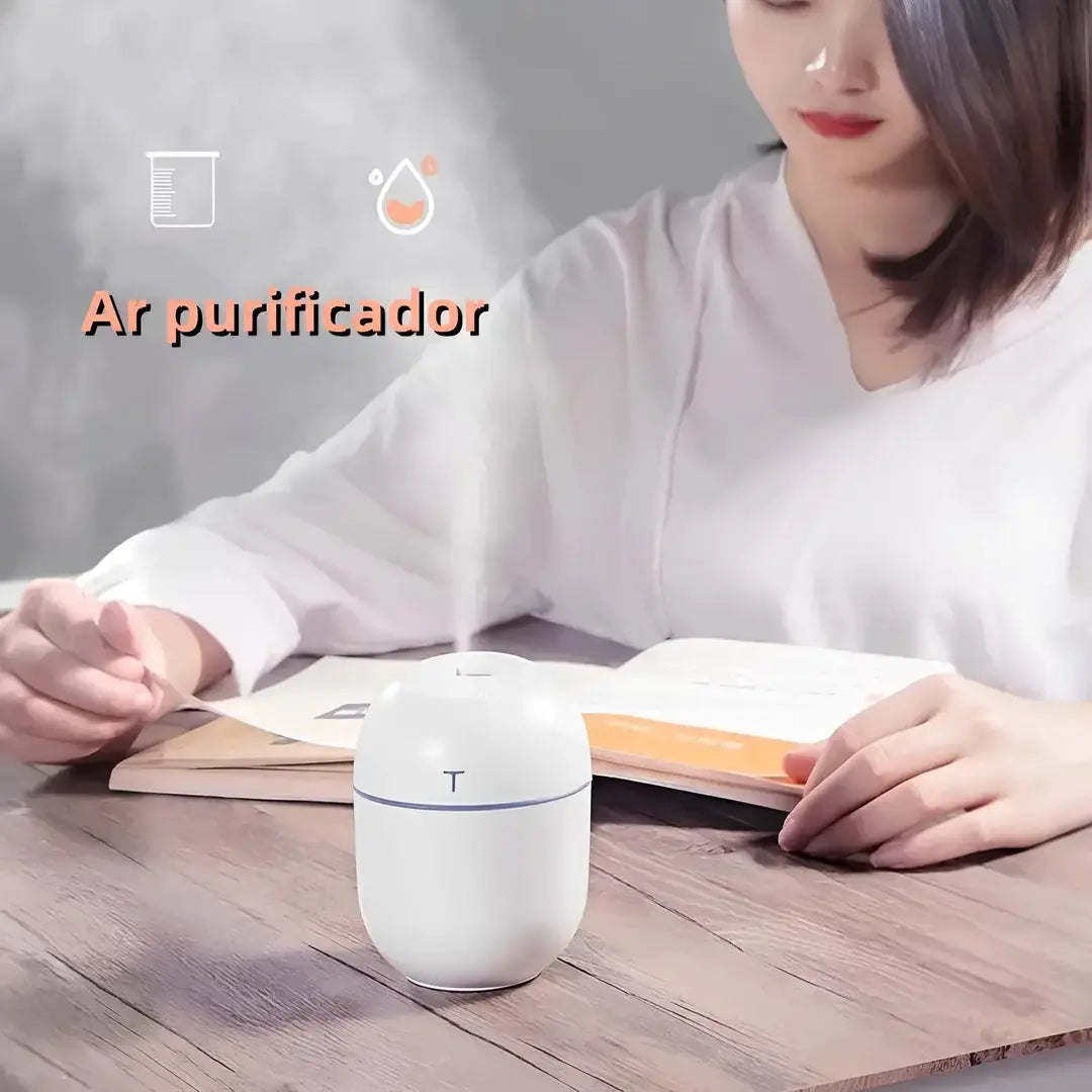 Kit 2 Umidificador de Ar Portátil Ultrassônico - Aromatizador de Ambiente Doméstico e Escritório - Decorelle
