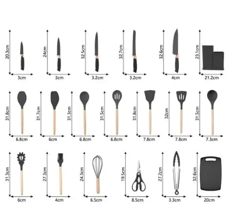 Conjunto de Utensílios de Cozinha Luxo 19 Peças Decorelle