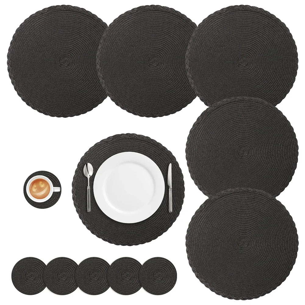 Conjunto de Placemats Trançados Redondos Decorelle