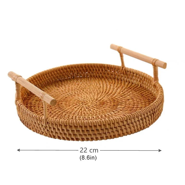 Bandeja Redonda de Rattan Elegance Decorelle