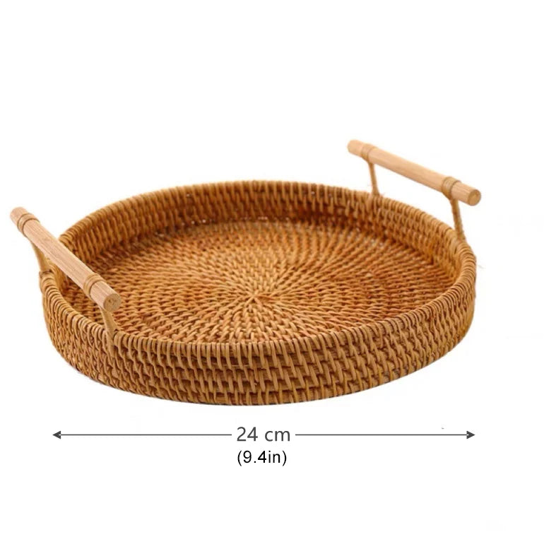 Bandeja Redonda de Rattan Elegance Decorelle