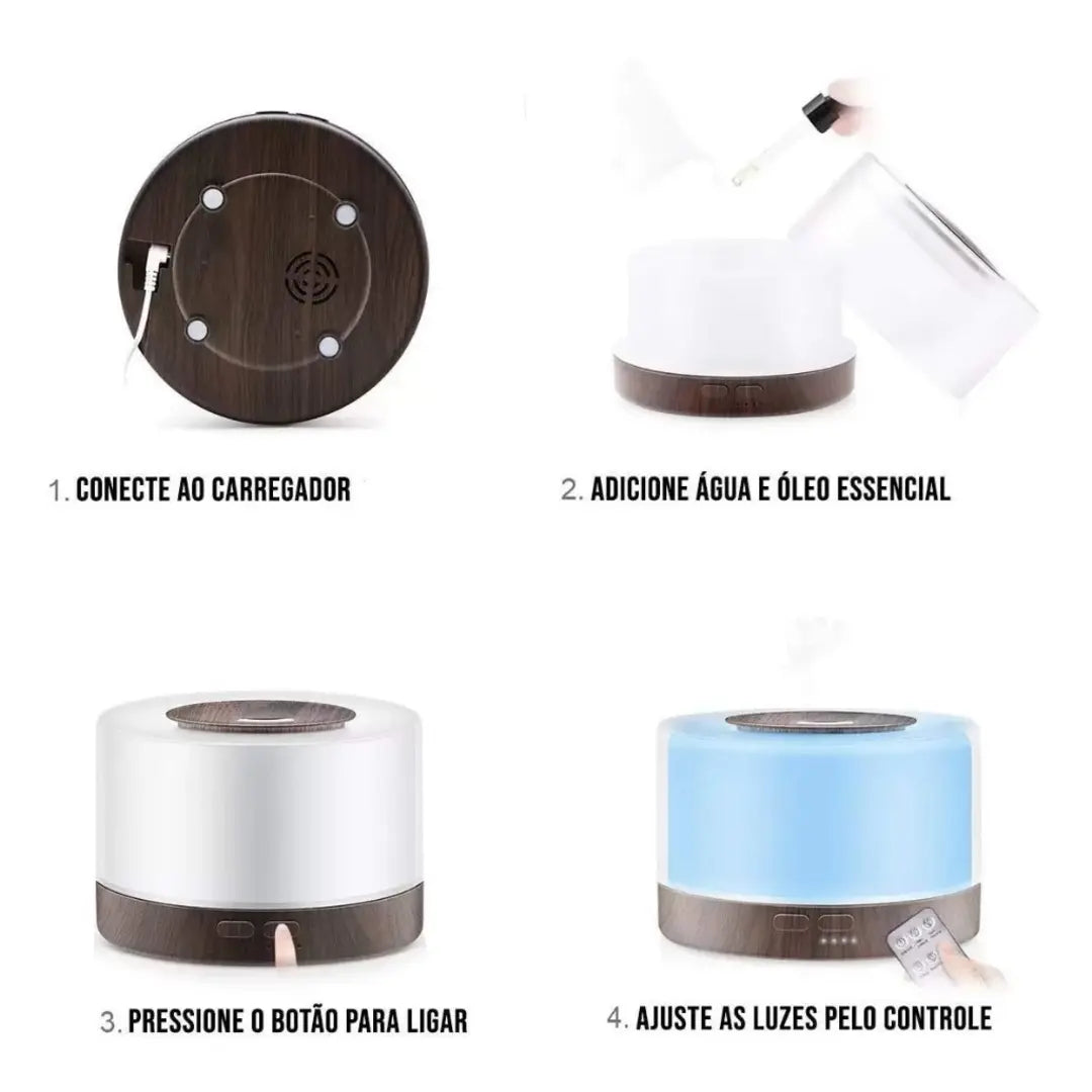 Difusor de Aromas AirGlow – Umidificador Ultrassônico 500ml - Decorelle