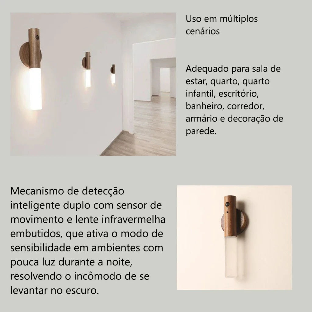 Luminária Magnética de Parede com Sensor Inteligente