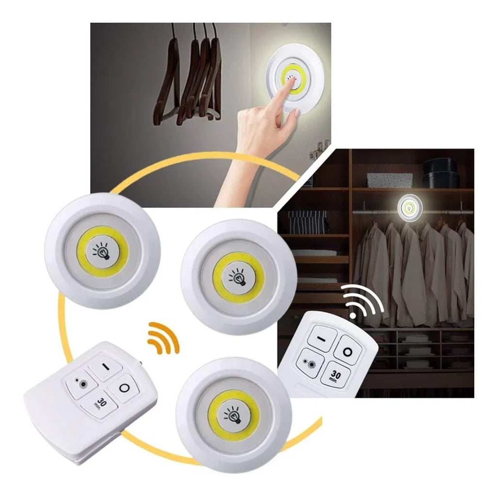 Kit 3 Lâmpadas LED Spot Sem Fio com Controle Remoto - Decorelle