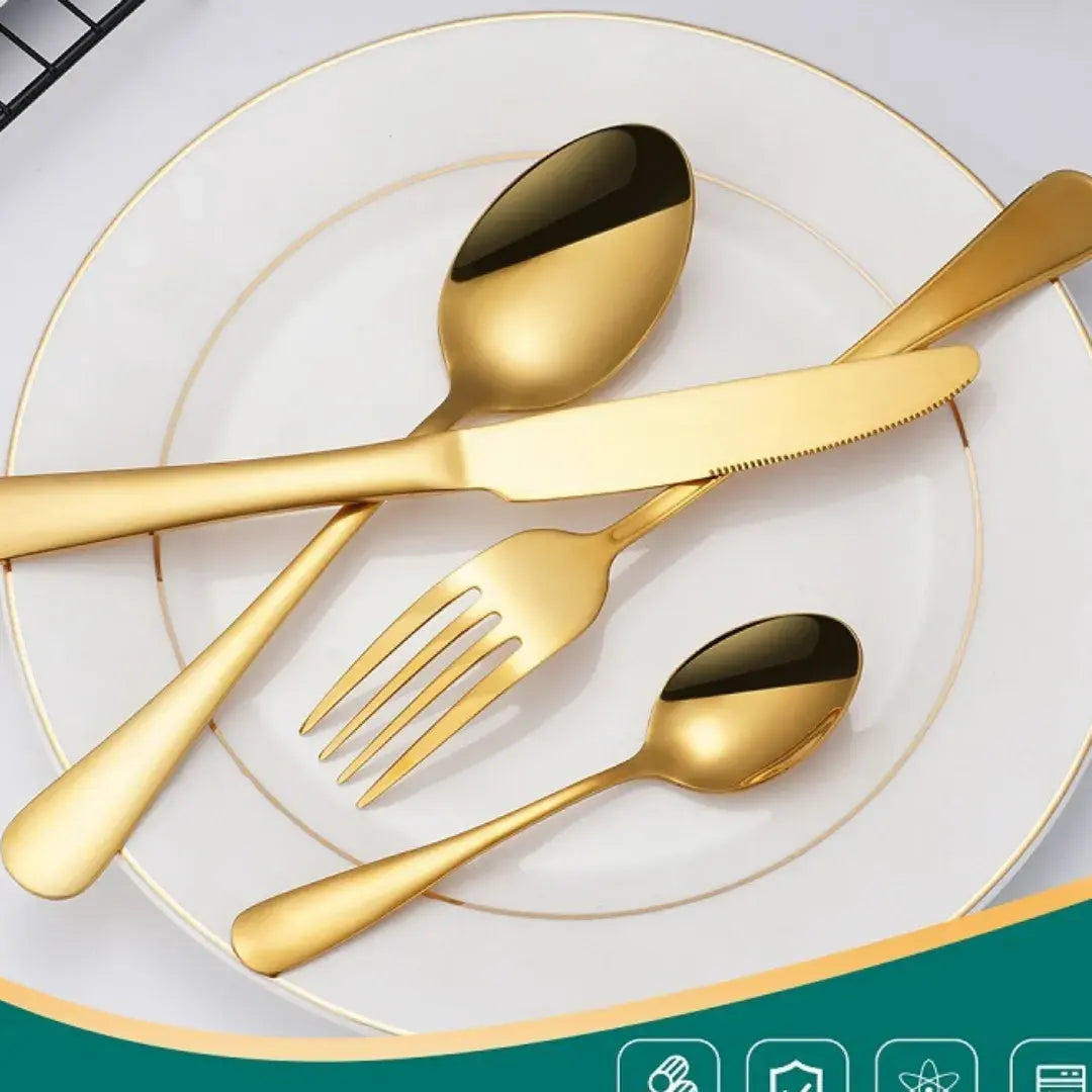 Conjunto 18 Peças Talheres Ouro De Aço Inox - Decorelle