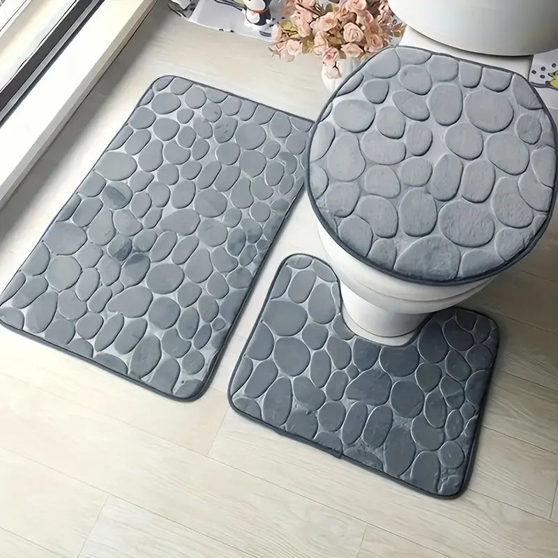 Jogo de Tapetes Banheiro Com 3 Peças | Conforto e Elegância - Decorelle